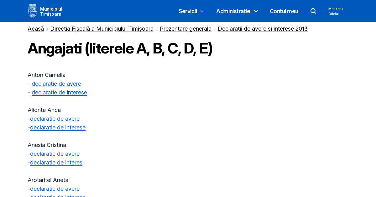 Angajati (literele A, B, C, D, E)