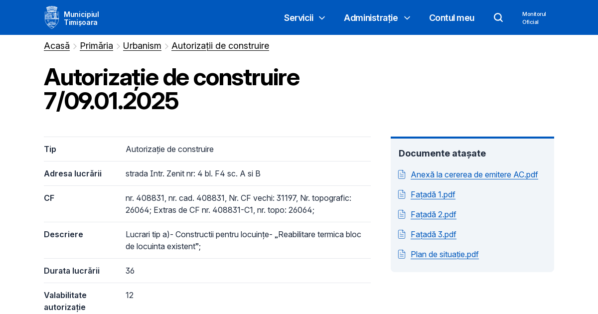 Autorizație de construire 7/2025