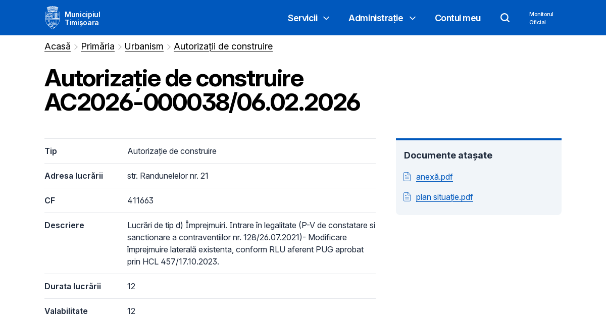 Autorizație de construire AC2026-000038/2026