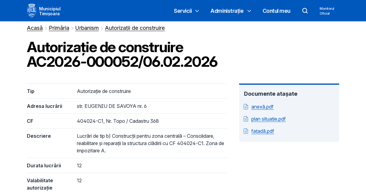 Autorizație de construire AC2026-000052/2026